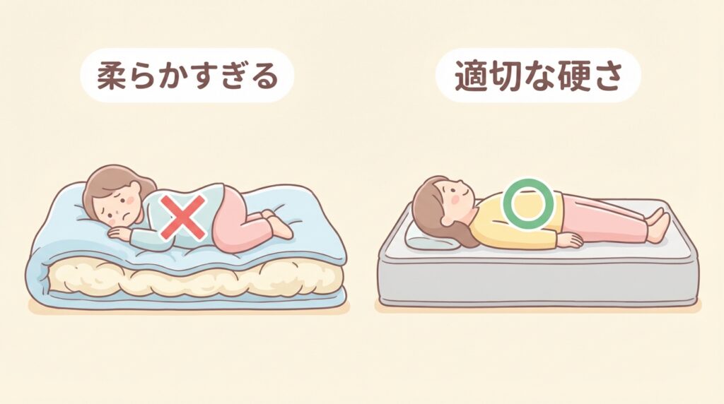 マットレスの柔らかさの図