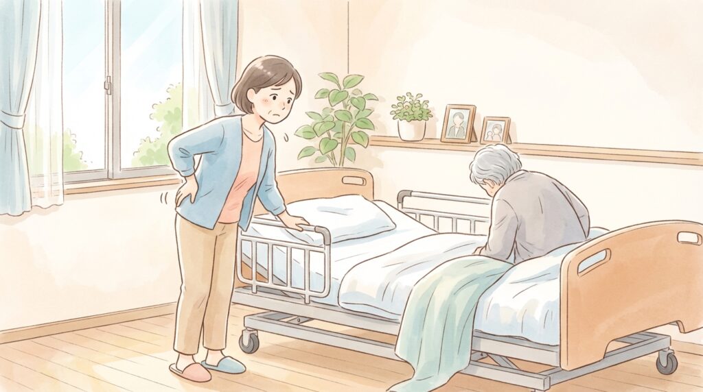 ベッドからのずり落ちに悩んでいる図