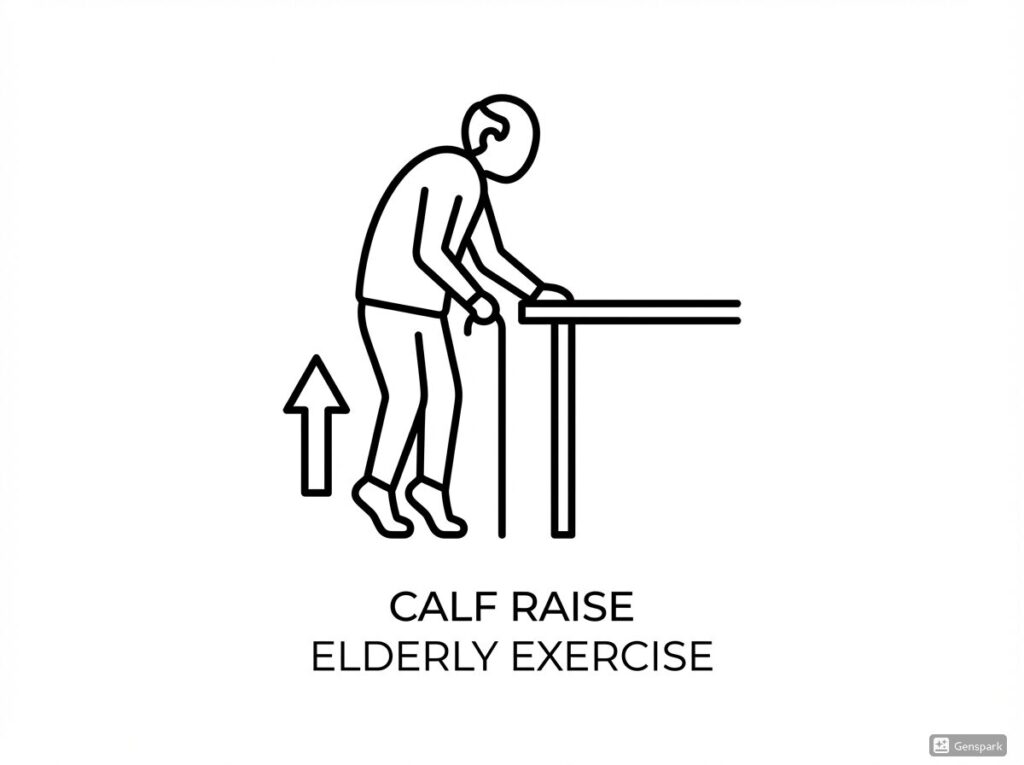 寝たきり予防トレーニング、かかと上げ運動、下腿三頭筋